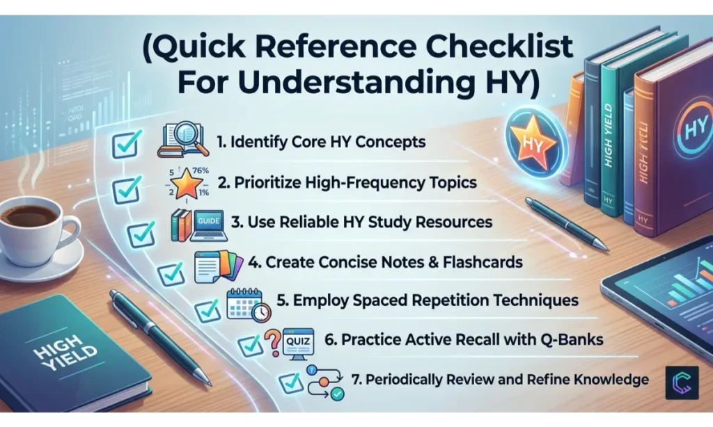 Quick Reference Checklist For Understanding HY